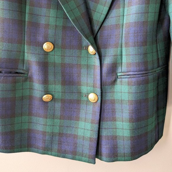 Pendleton Wool Navy/Green Plaid Longline Blazer - Picture 4 of 8